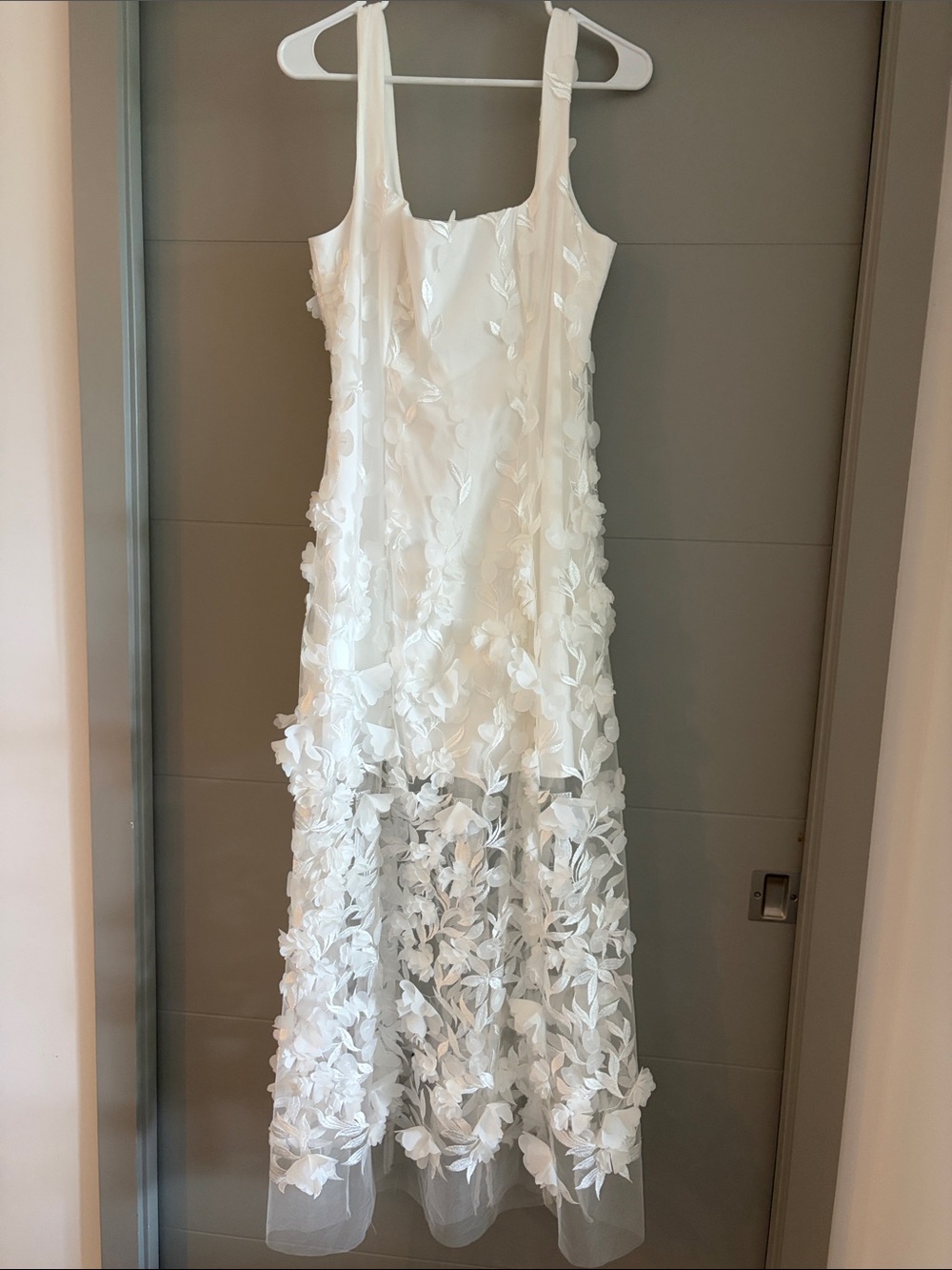 Show Me Your MuMu White 3D Floral Appliqué Maxi Dress